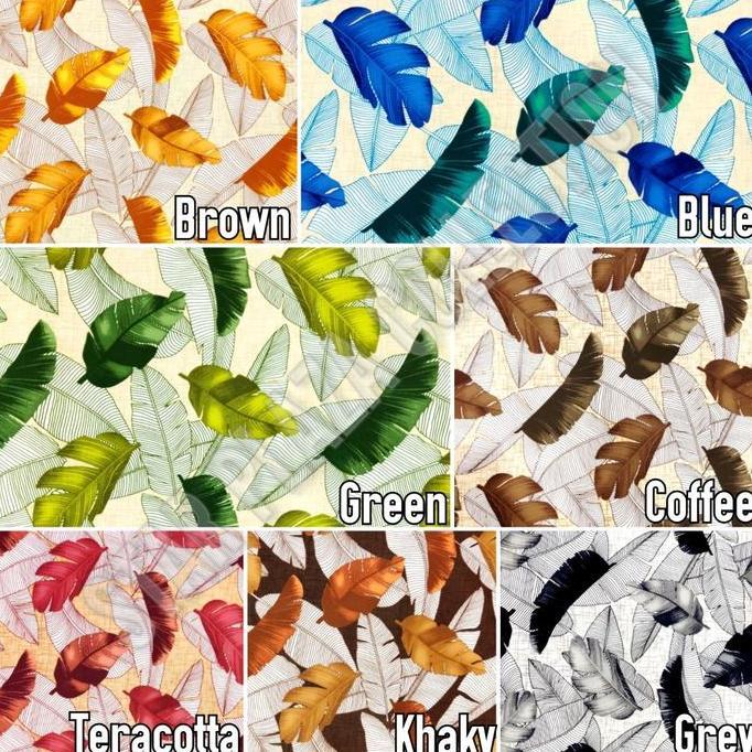 Kain Bludru Velvet Print Motif Daun Pisang - Azores (Sofa, Jok Kursi)