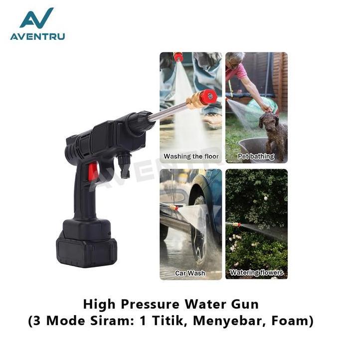 Set Alat Cuci Mobil Portable Jet Washer Water Spray Gun Cordless