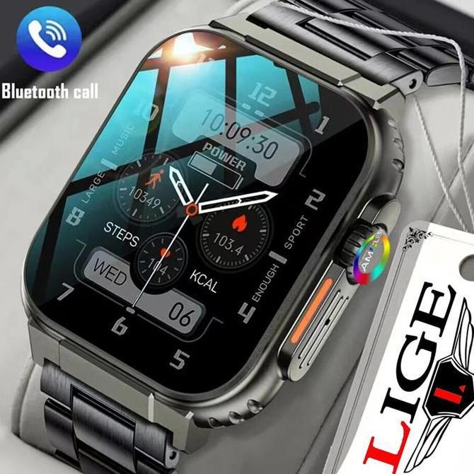 NEW LIGE AMOLED JAM TANGAN PINTAR PRIA PANGGILAN BLUETOOTH GELANG OLAHRAGA TAHAN AIR IP68 SIAGA PANJ