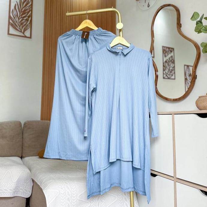 Bundling One Set Riana long tunik & Nana Skirt Atasan dan bawahan bahan Knitt One Set Panjang Wanita