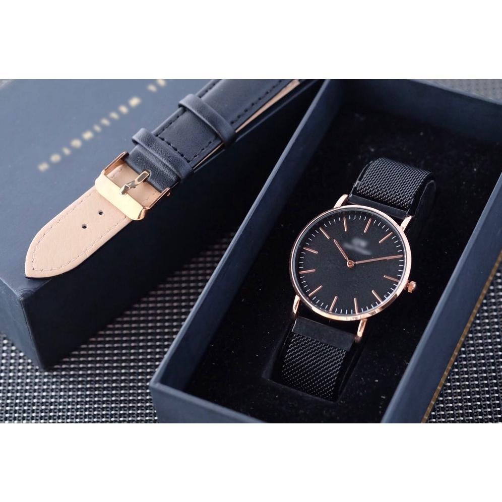 100% AMAN JAM TANGAN WANITA PRIA DW PETITE MAGNET PASIR PAKET TALI KULIT WD CLASSIC JAM TANGAN FASHI