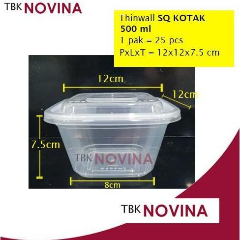 [Pack 25 Pcs] Thinwall 350ml / 500ml / 750 SQUARE KOTAK KECIL food container box tempat makan plasti
