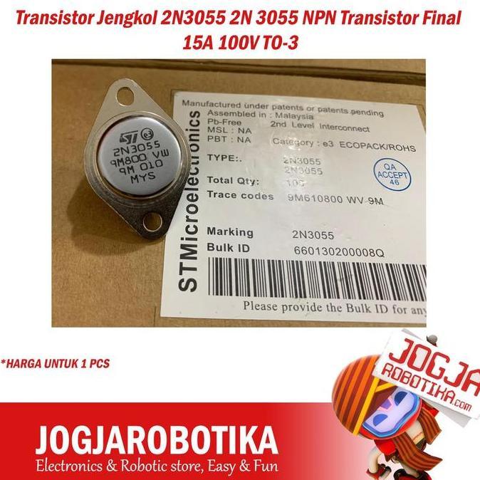 CORELA Transistor Jengkol 2N3055 2N 3055 NPN Transistor Final 15A 100V TO-3