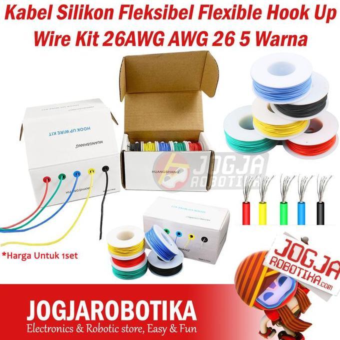 CORELA Kabel Silikon Fleksibel Flexible Hook Up Wire Kit 26AWG AWG 26 5 Warna
