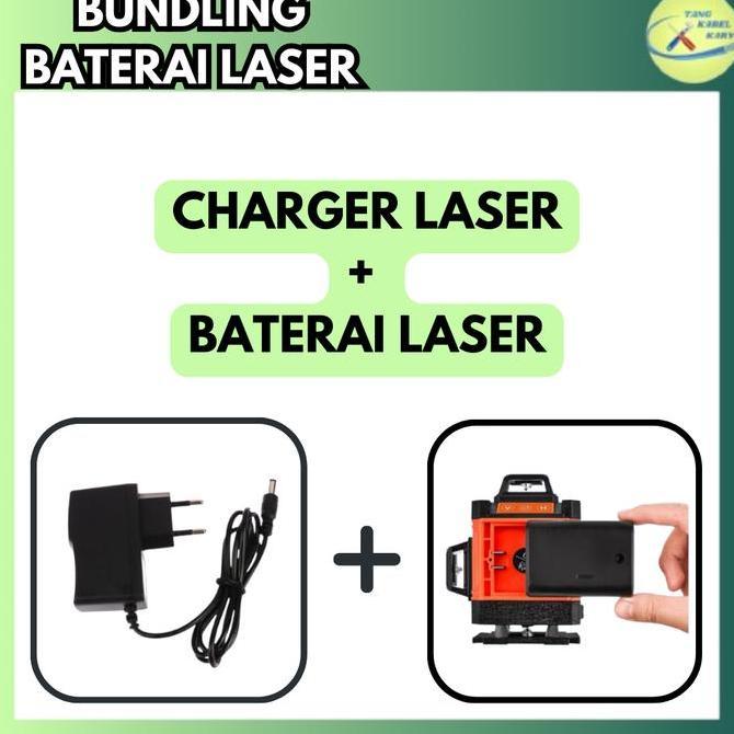 PARANE PAKET BATERAI LASER + CHARGER LASER - 2 LINE / 5 LINE / 12 LINE / 16 LINE UNIVERSAL TAFFWARE 