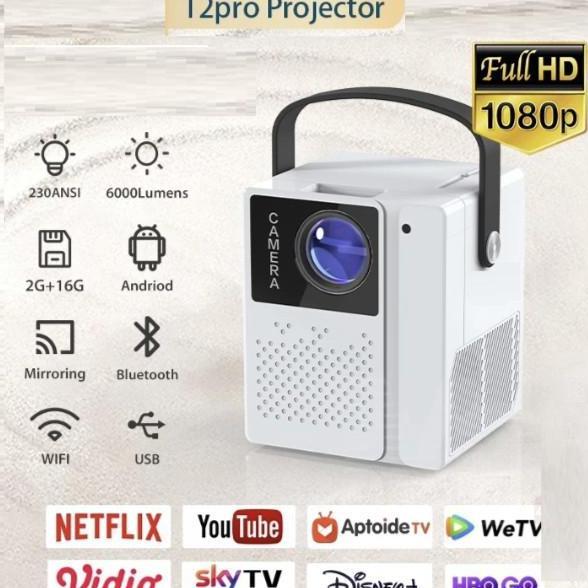 NARBU Proyektor T2 PRO 230 ANSI 6000 Lumen HD Proyektor Mini Portable Home Theater Projector Android