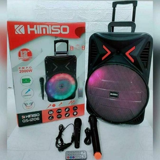 XARIELTA Speaker Portable KIMISO QS-1206 12 Inch Plus Microphone Wireless + Remote Control