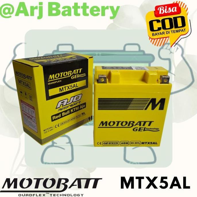 Aki Motor Yamaha Mio Sporty, Vega Zr, Jupiter Mx Old, Motobatt Mtx5Al Gel/Aki Kering