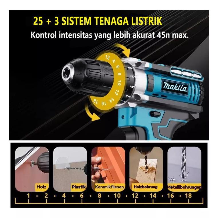 Makita 766V Mesin Bor Listrik Bor Baterai  Cordless Drill 10Mm Set Mesin Bor Tangan Baterai Tembok 2