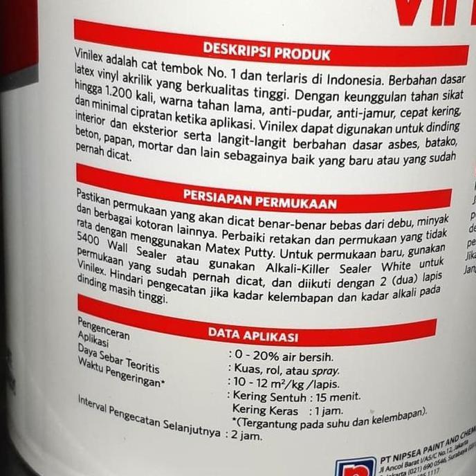 Cat VINILEX 1 kg PUTIH 300 atau HITAM 9103 - Cat Tembok Interior