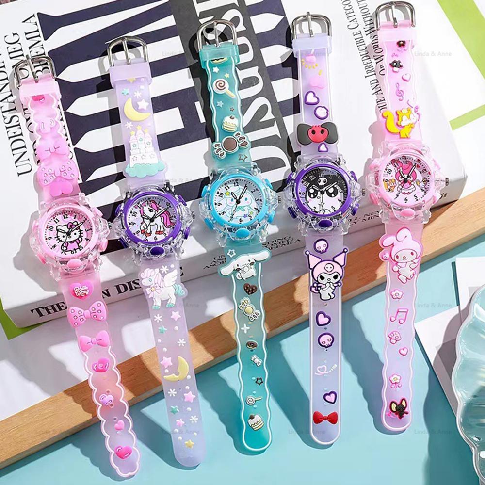 OFFICIAL L&A Jam Tangan Anak LED Karakter Hello Kitty Kuromi Cute Kids Watch / Jam Tangan Anak 4-12 