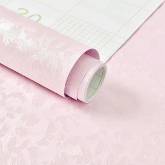 WALLPAPER STICKERWPS809 PINK POLOS FLOWER TEXTURE WALPAPER STIKER
