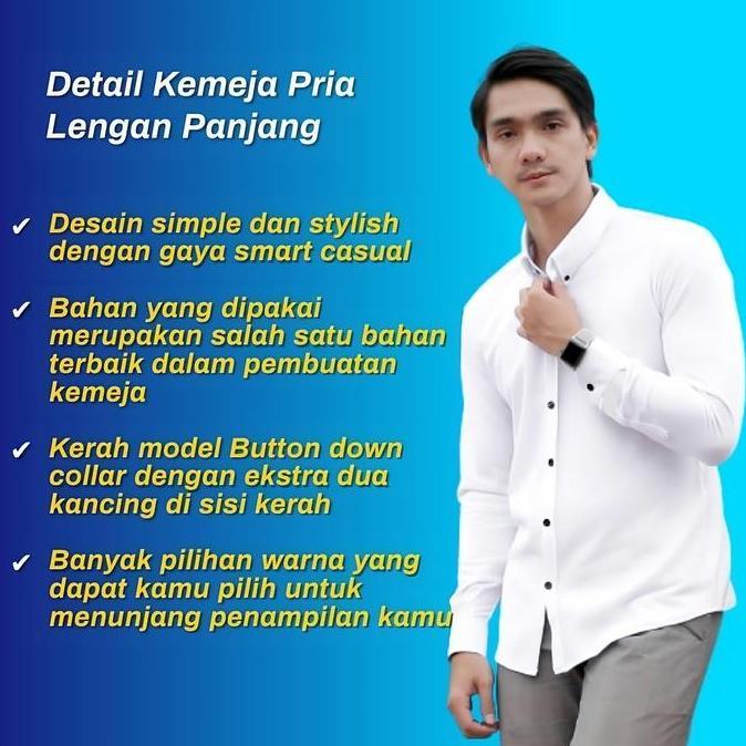 TERBARU ! PAKET HEMAT 3 PCS Kemeja Polos Pria Slimfit Lengan Panjang Baju Hem Cowok Dewasa Hitam Put