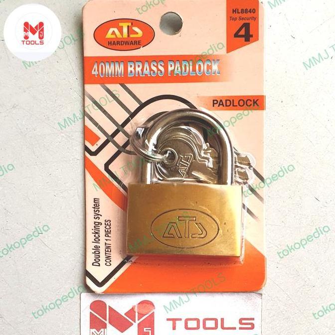 Ready Gembok Kuningan ATS 40mm - ATS Gembok Kuningan Tipis Blister Card