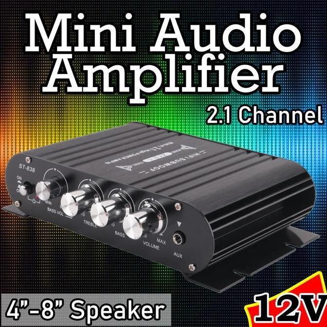 Diskon Audio Amplifier Mini 2.1 Channel 12V - Ampli - Penguat Suara - Audio Mobil - Penguat Lagu - A