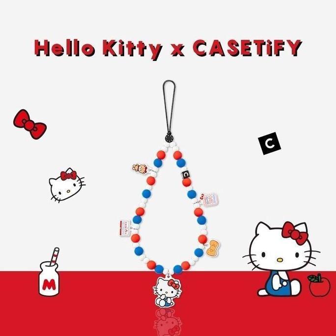 CASETiFY New KT Cat Convenience Store Hello Kitty Phone Chain Red Blue Beads Wrist Phone Case Hangin