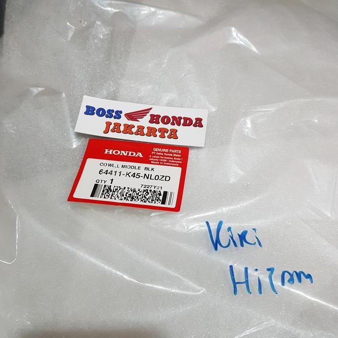 SPAREPART CBR 150 K45R : 64411-K45-NL0ZD COVER BODY SAMPING KIRI HITAM CBR 150 K45R / FAIRING TENGAH
