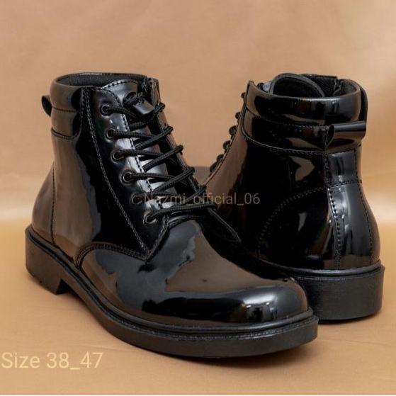 Sepatu PDH Pria Model Resleting Tinggi Warna Mengkilap Tipe Dinas Kerja Harian Kantoran TNI POLRI Se