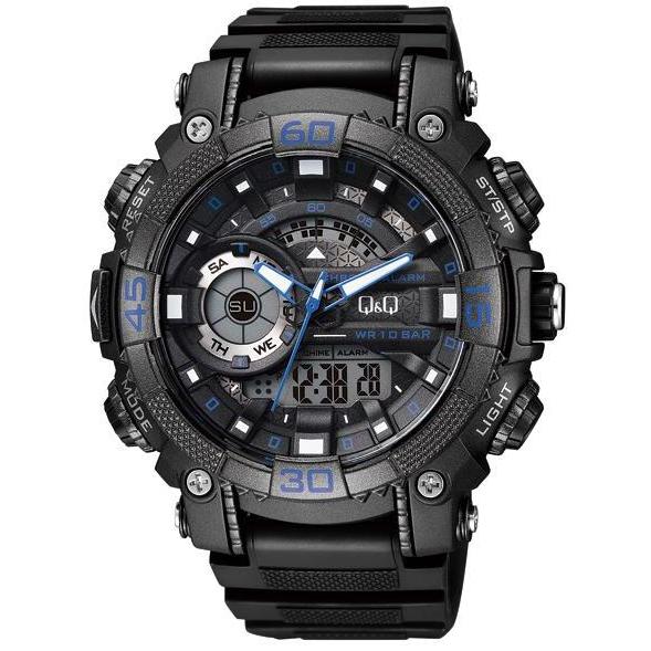 Q&Q QQ Analog Digital Jam Tangan Pria Hitam GW87J003Y Original
