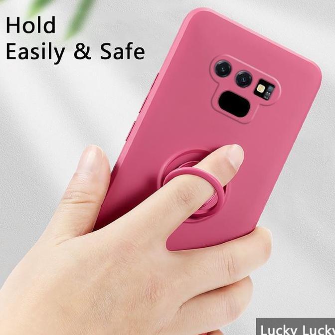 casing  untuk Samsung Note 9 Case Candy Ring FREE TALI Stand Holder Silikon Soft