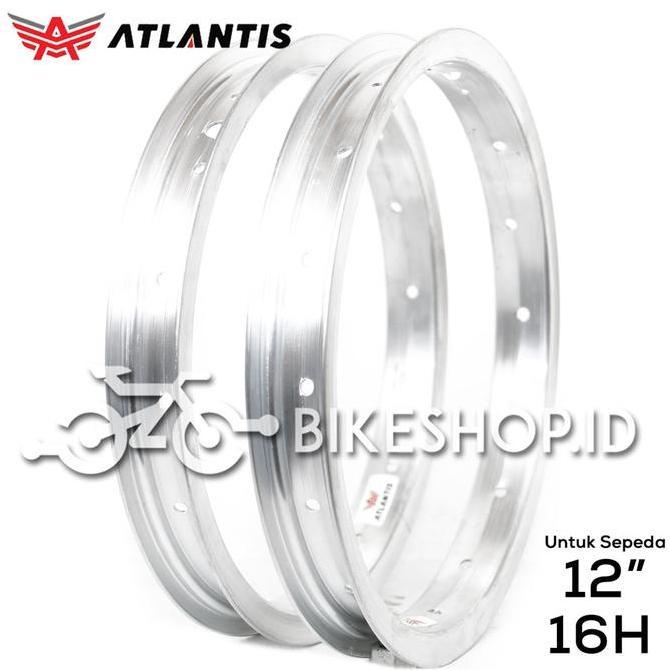 Velg Rims Alloy Sepeda 12" Inch Silver 16H Atlantis | High Quality