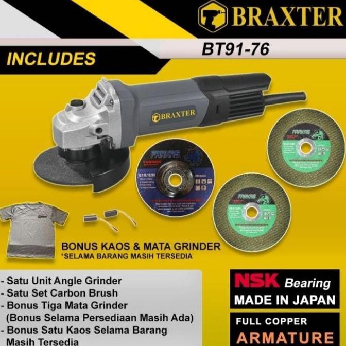 HATSUD BRAXTER MESIN GERINDA TANGAN BT 91-76 MESIN GERINDA 4" SAKLAR BELAKANG