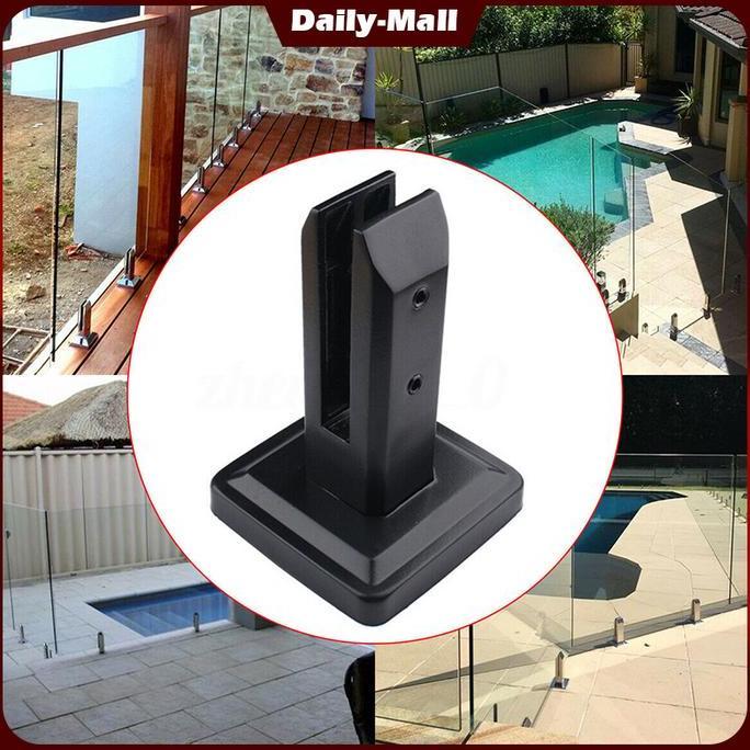 LEONAB 304 Spigot Kaca/Glass Clip Hitam Coating Spigot Penjepit Kaca