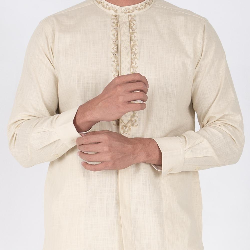 Original Benhill Koko Bordir Papirus Dobby Aegean Cotton Pria Panjang Beige 51382