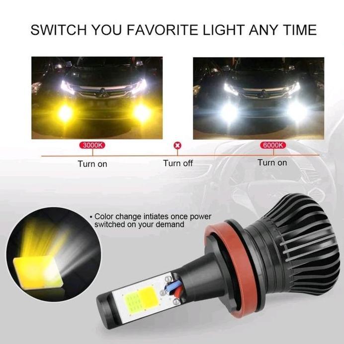 Foglamp mobil 2 warna H11 H16 kuning putih led cob