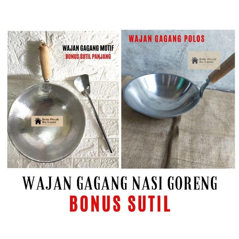 Wajan Gagang Nasi Goreng / Wajan Gagang Ketok / Wajan Gagang Kayu / Wajan Sisik Motif / Wajan Tumang