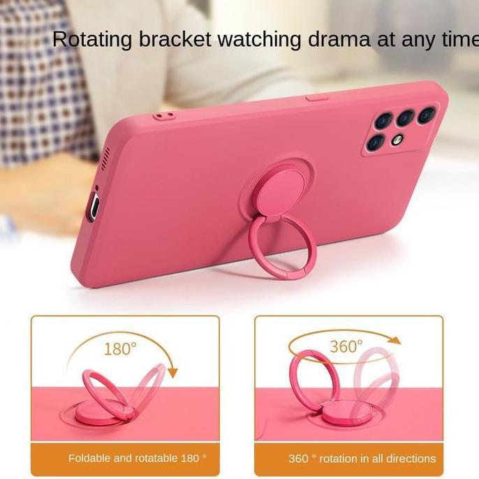 case  untuk Samsung A51 Case Candy Ring Stand Bracket Holder free TALI Lanyard