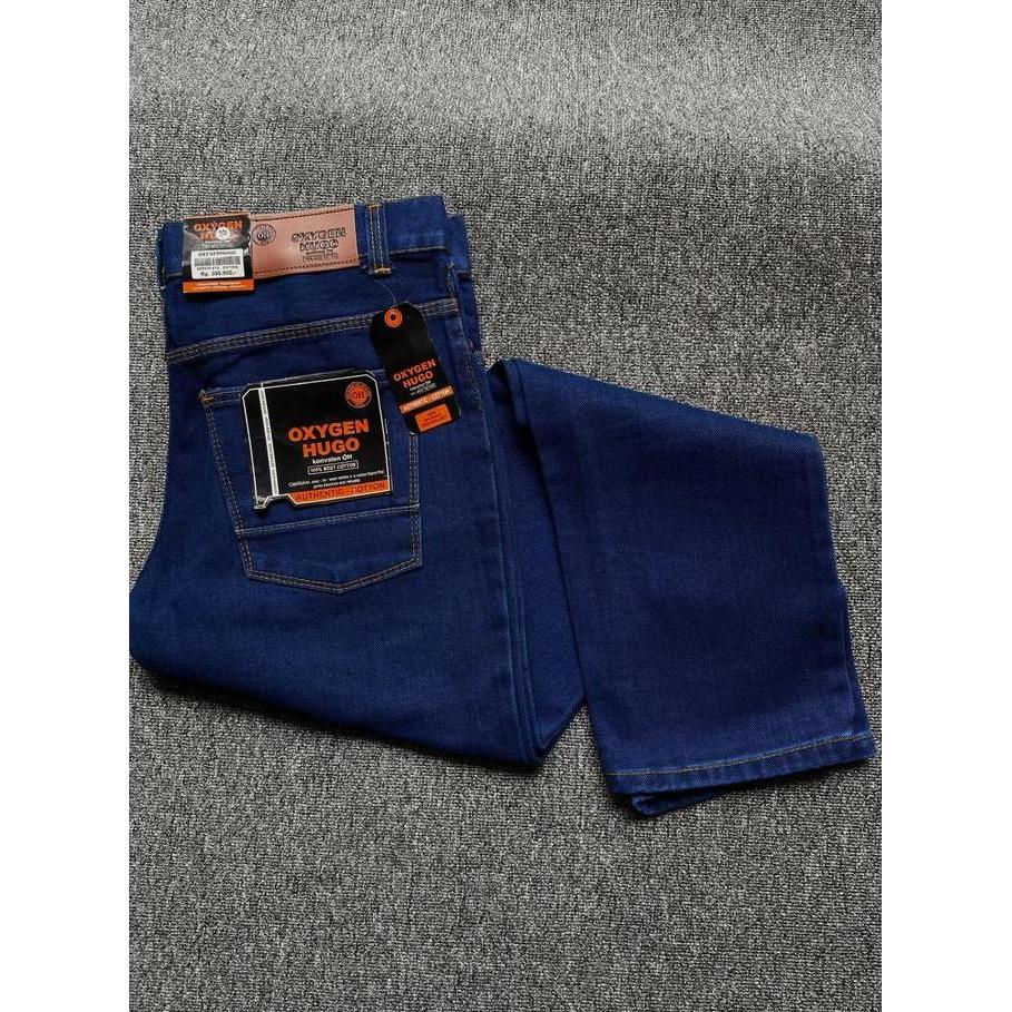 PREMIUM Celana Jeans Oxygen Hugo Panjang Standar Pria Dewasa Distro Model Polos Regular - Denim PREM