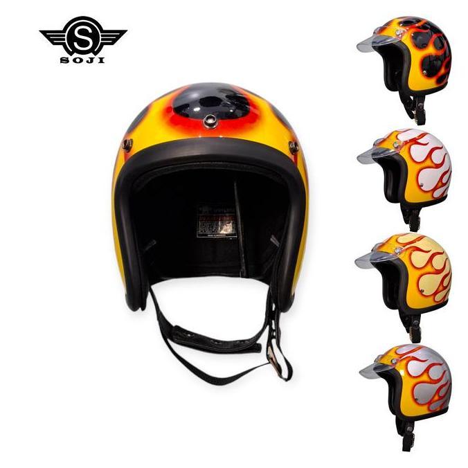 SOJI Helm Slim Head 500tx Motif Api Pet Japan