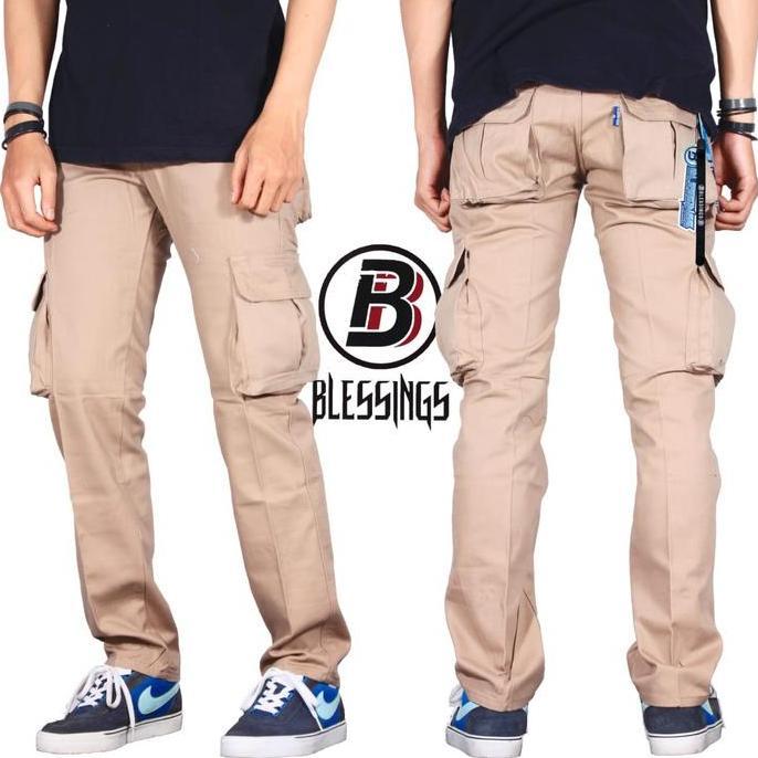 BELI Blessings Celana Cargo Panjang Pria Warna HITAM Celana Gunung Security PDL Katun Twill Polos Ny