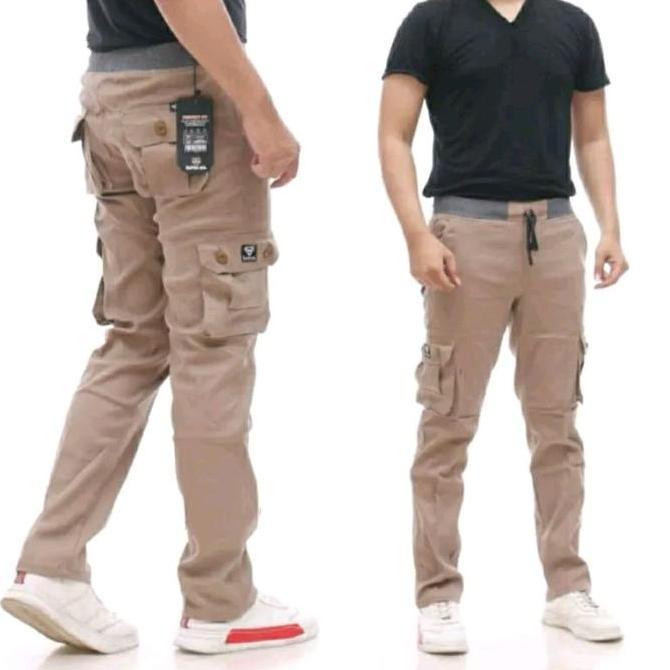 MURAH LEBAY Celana Cargo Panjang Pria/Kempol Premium Rip Kolor Santai Chino Kerja Combed Stretch Fit