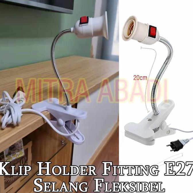 YOGSIXO Clamp Holder Fitting E27 / Holder Lampu E27 Kabel Fleksibel + Switch