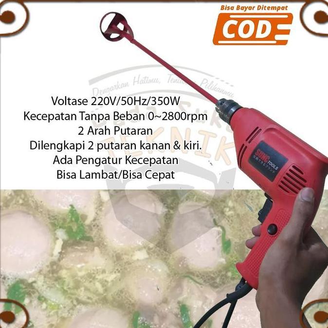AHROKA Mesin Bor Listrik Pengaduk Adonan Mixer Cat Stik Mixer Giling Daging Bakso