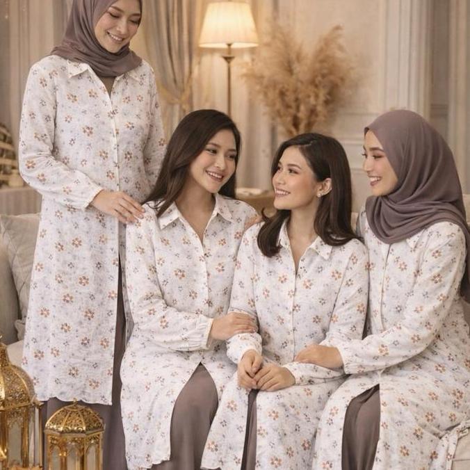 PALING LARIS Elea Tunik Katun Bordir Bunga Long Tunik Muslim Wanita Kekinian PALING LARIS