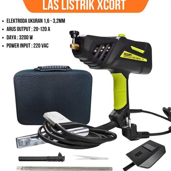 IYLBISC XCORT Mesin Las Listrik XCORT ARC 118 Home Gengam 3200 Wat dengan Kabel dan Aksesori Lengkap