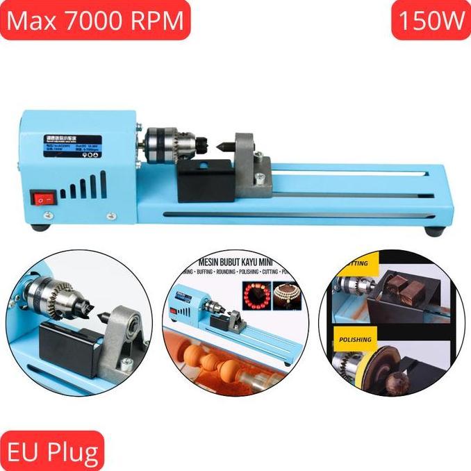 YOGSIXO Mesin Bubut Kayu Mini Portable Alat Pembuat Aksesoris Serbaguna Lathe Beads Woodworking 150W