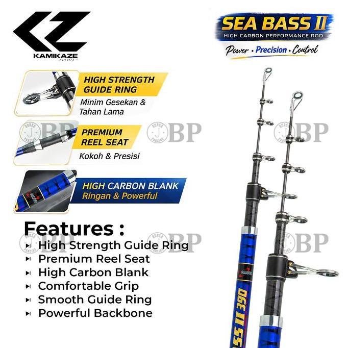 KAMIKAZE Joran Surf SEA BASS II 390 - 450CM High Carbon Blank Premium Reel Seat Surf Rock Fishing Ma