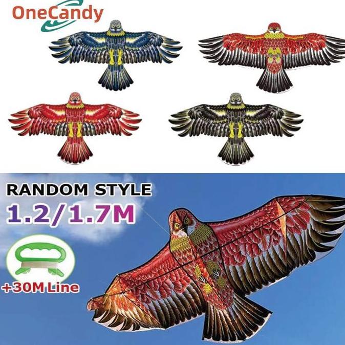 LORASTA Layangan Elang Jumbo Lukis Kain Mainan 1.2/1.7M Layangan Anak Layangan Naga Layangan Motif E