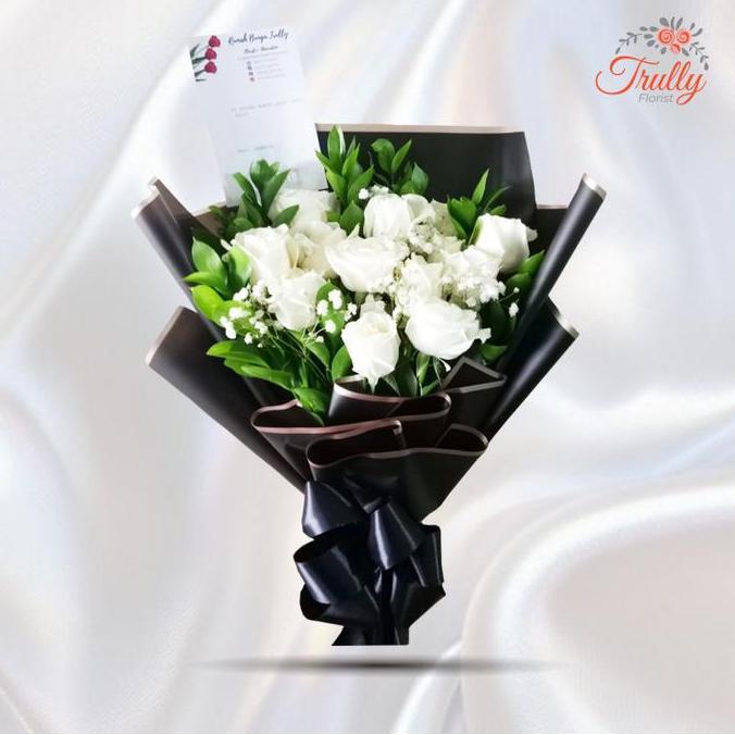BUKET BABY BREATH & MAWAR - BUKET MAWAR PUTIH
