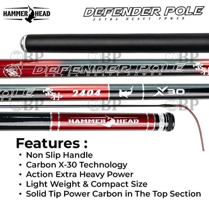 HAMMER HEAD Joran Tegek DEFENDER POLE 240 - 630CM Carbon X30 Extra Heavy Solid Tip Spinning Manxing 