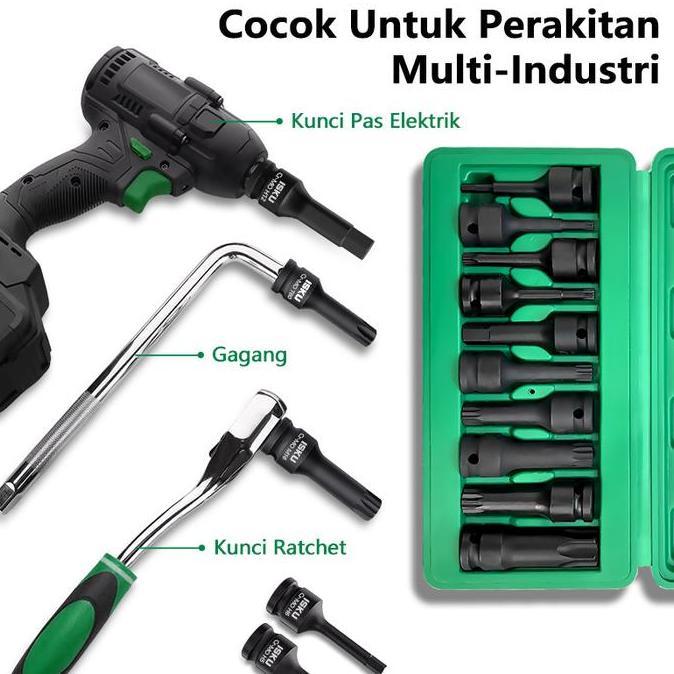 ISKU Mata Shock 10 Pcs Impact Kunci Sok Hex Star Spline Torx Bintang