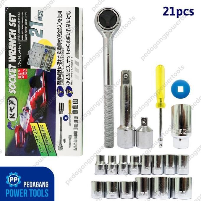 Kunci Sok Set 21 Pcs Alat Bengkel Motor
