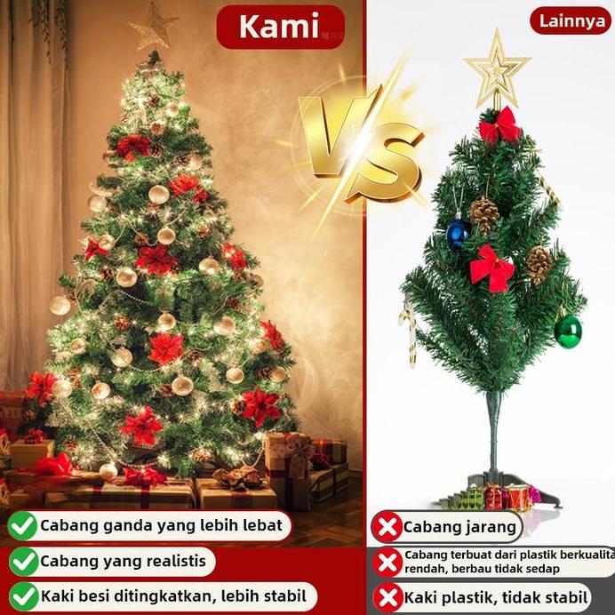 READY NATAL! Pohon Natal + Hiasan LENGKAP - Harga Terbaik, Gratis Ongkir!pohon natal 2 meter model b