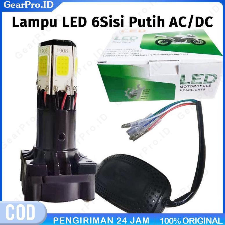Sale Lampu Depan Led Motor Universal Lampu Led Motor 6 Sisi M02E Terang Putih Ac Dc Plus Kipas Pendi