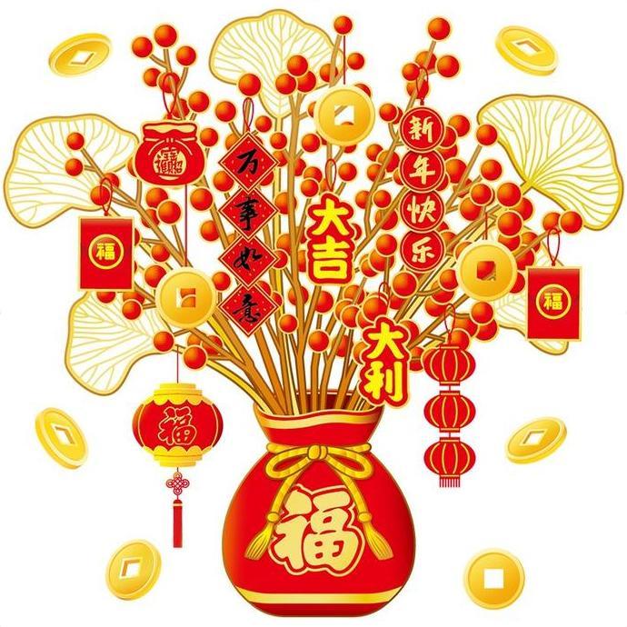 SASCALA Sticker Kaca Imlek Tempelan Imlek Stiker Jendela Imlek Adsorpsi Elektrostatik CNY Wall Stick