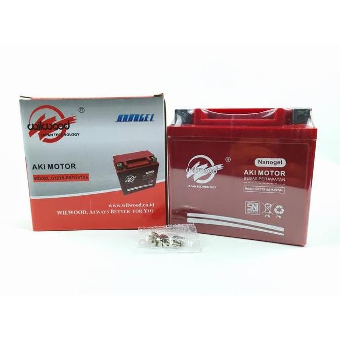 Wilwood Baterai Aki Motor Honda Vario 125 Techno FI Vario 150 Satria FU GTZ7S 7AH GTZ-7S MTZ7V Garan